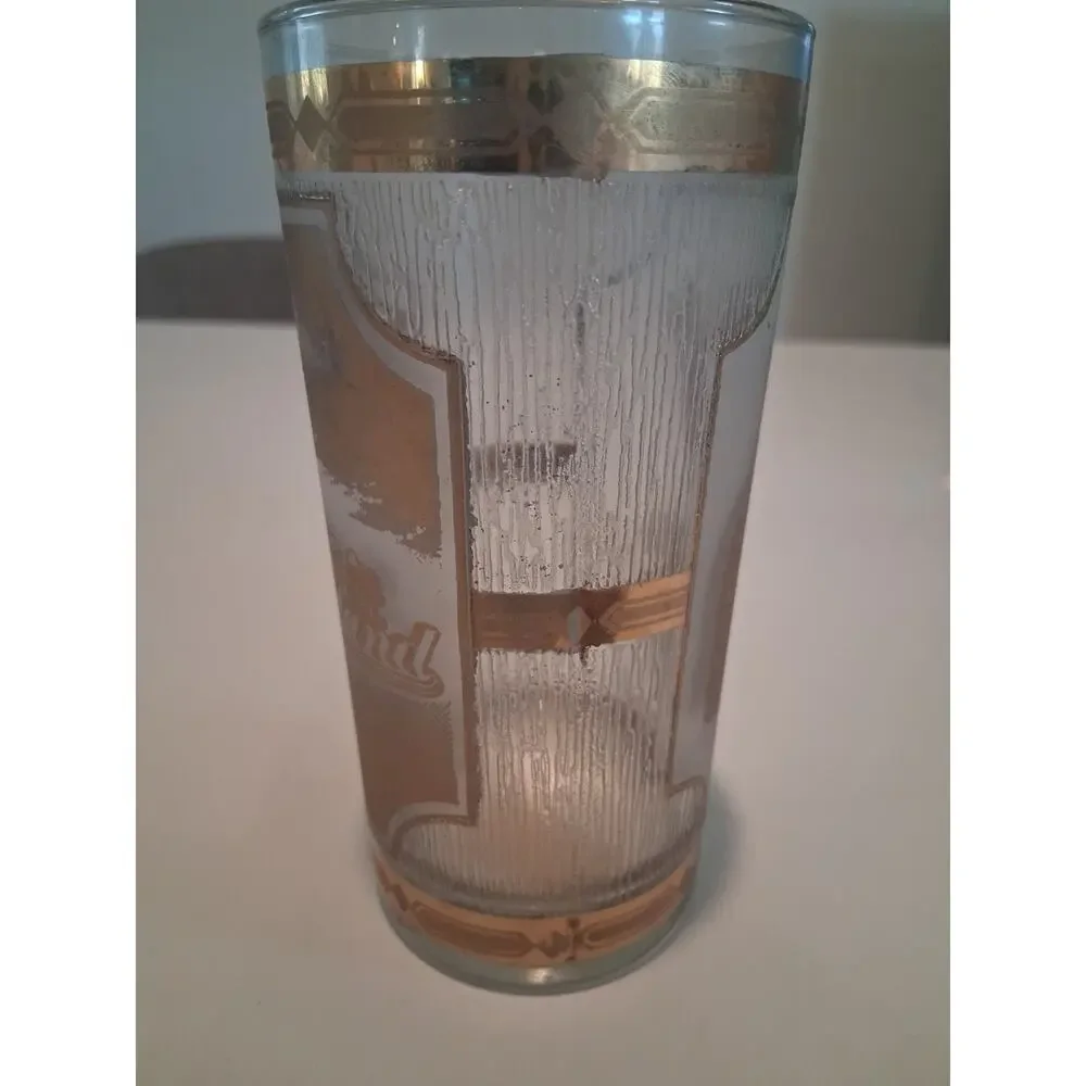 Vtg Culver Elvis Presley Graceland 22K Gold Highball Glass Tumbler 1970s Frosted